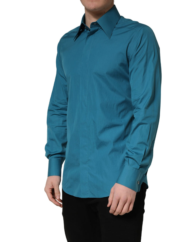 Camicia blu a maniche lunghe in cotone SARTORIA Dolce & Gabbana