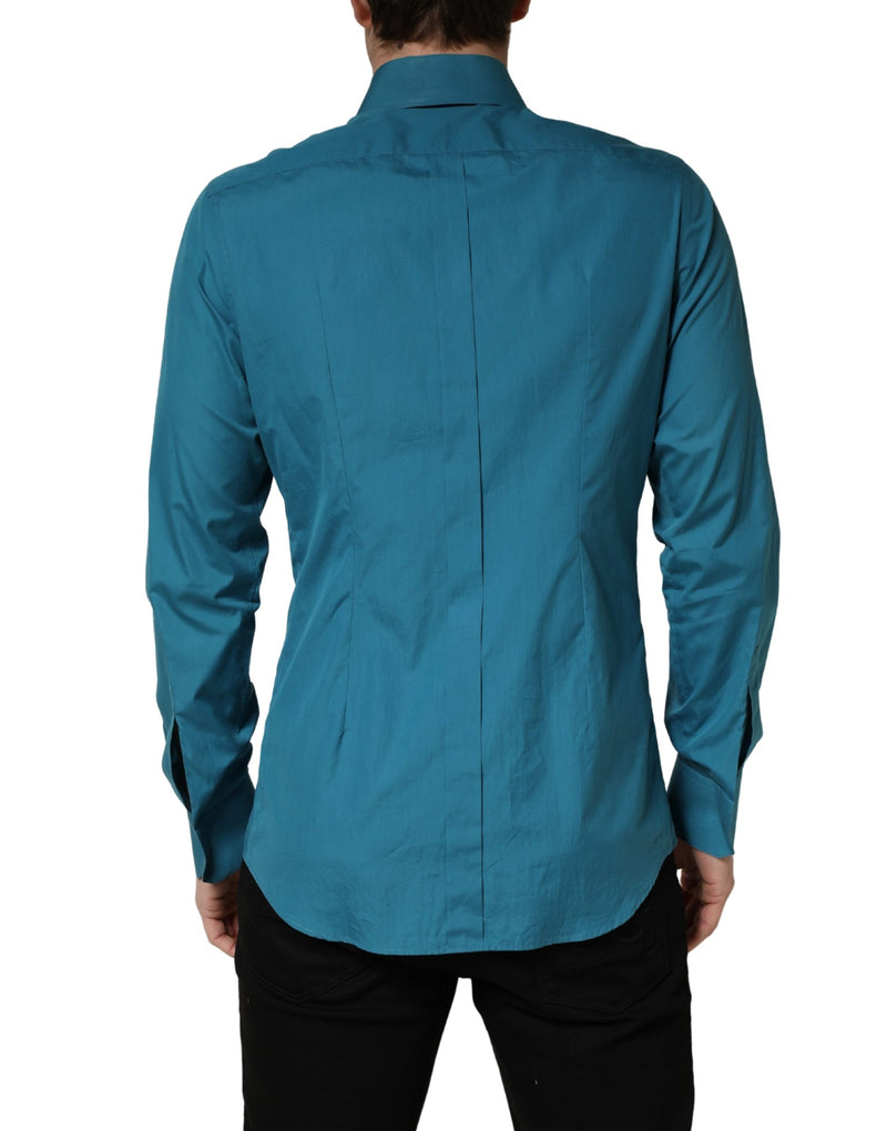 Camicia blu a maniche lunghe in cotone SARTORIA Dolce & Gabbana