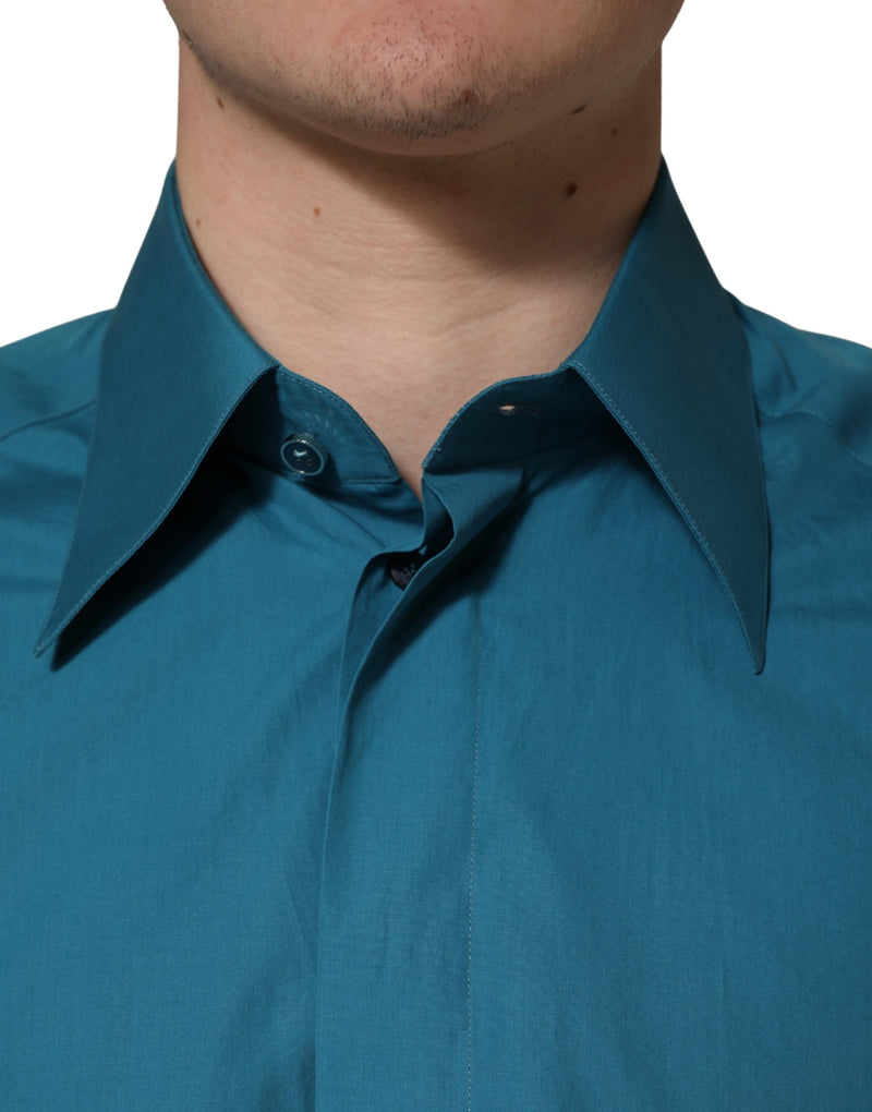 Camicia blu a maniche lunghe in cotone SARTORIA Dolce & Gabbana