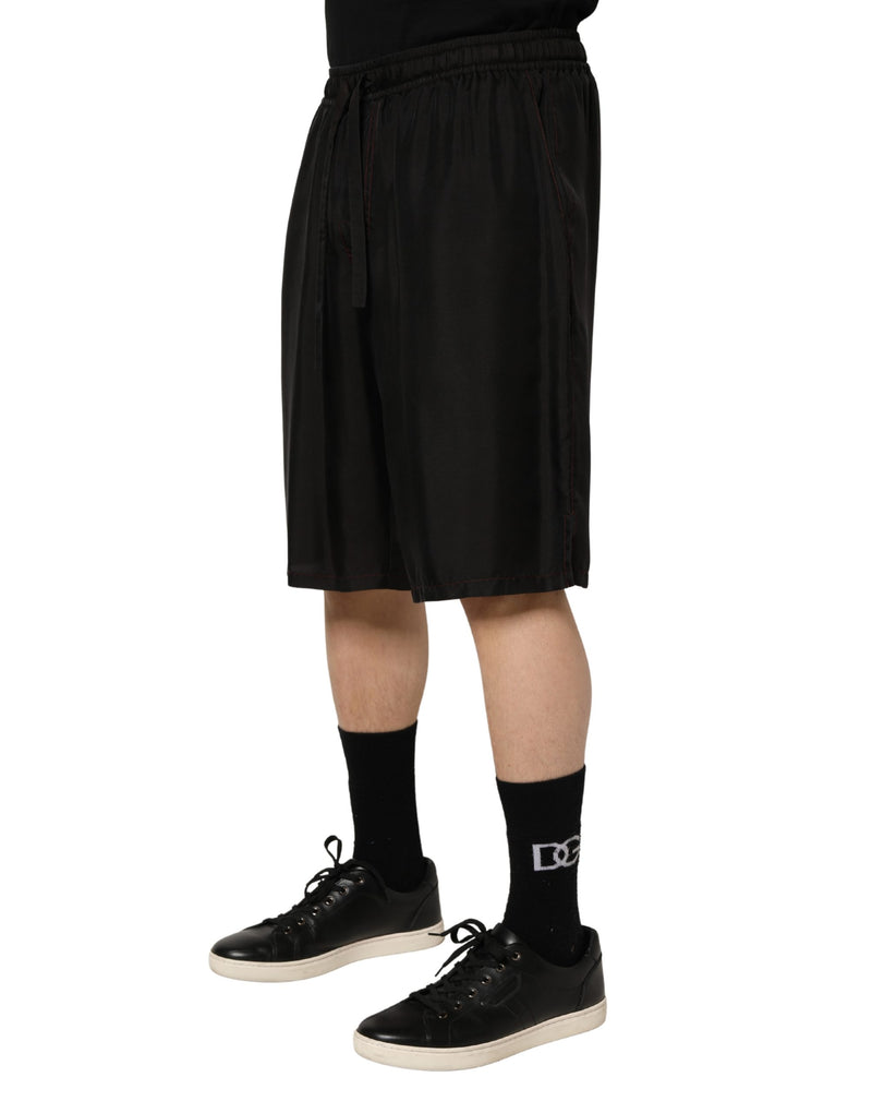 Bermuda da uomo in seta nera con coulisse Dolce & Gabbana