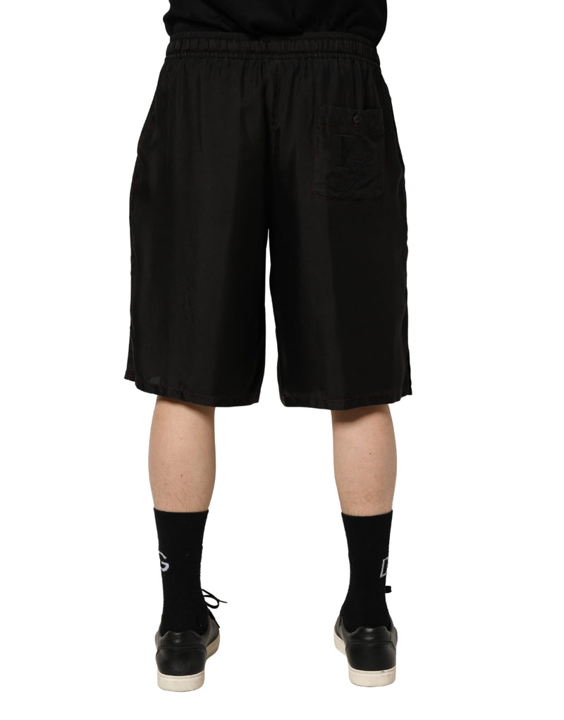 Bermuda da uomo in seta nera con coulisse Dolce & Gabbana