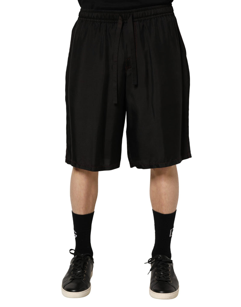 Bermuda da uomo in seta nera con coulisse Dolce & Gabbana