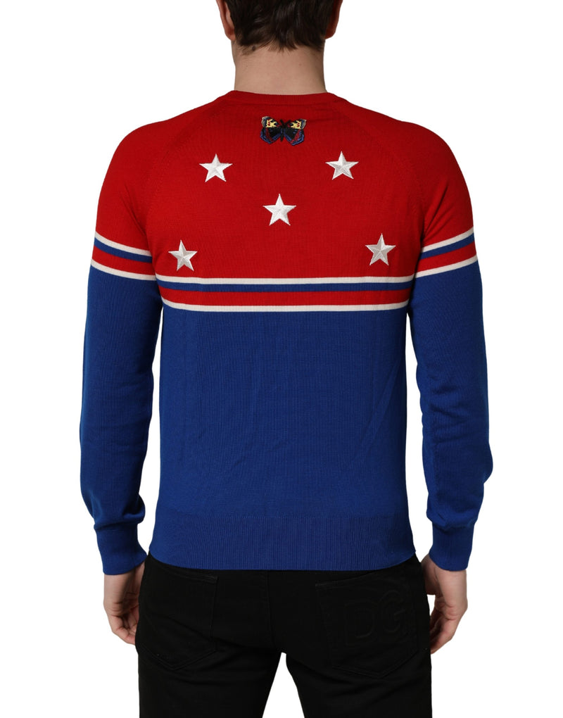 Pull en laine multicolore à col rond pour homme, motif papillon et étoile Dolce & Gabbana