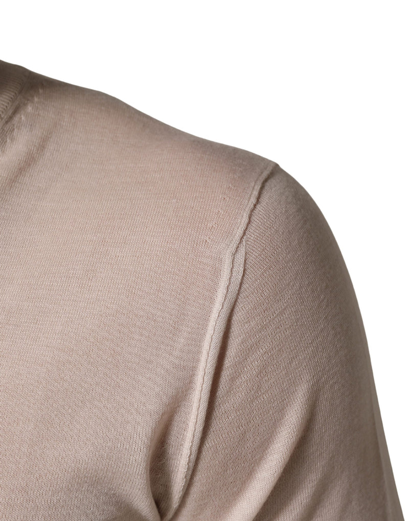 Pull en cachemire beige à col V pour homme Dolce & Gabbana