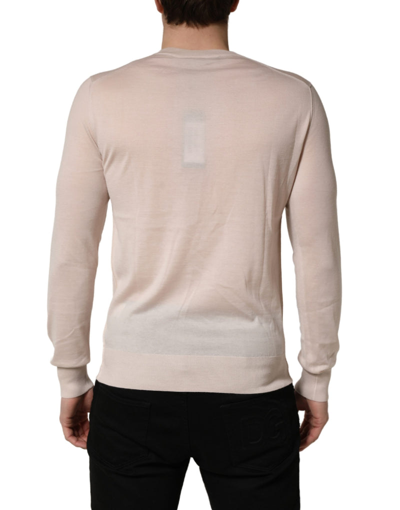 Pull en cachemire beige à col V pour homme Dolce & Gabbana