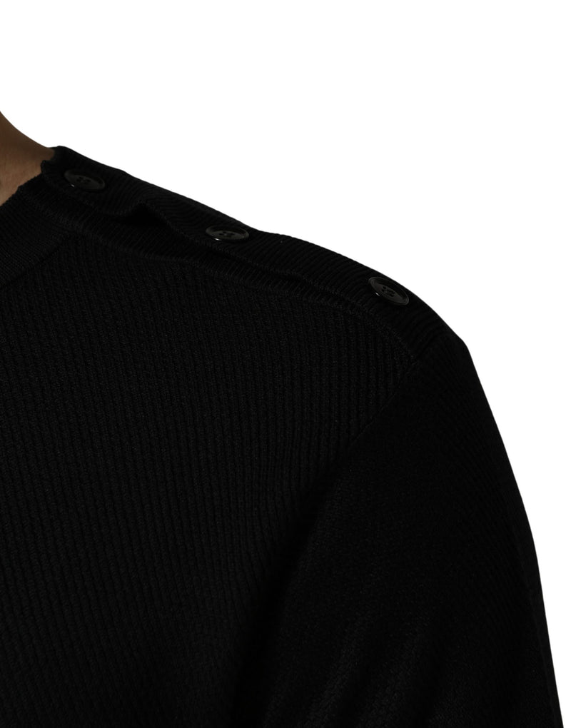 Dolce & Gabbana Black Crew Neck Long Sleeve Pullover Sweater