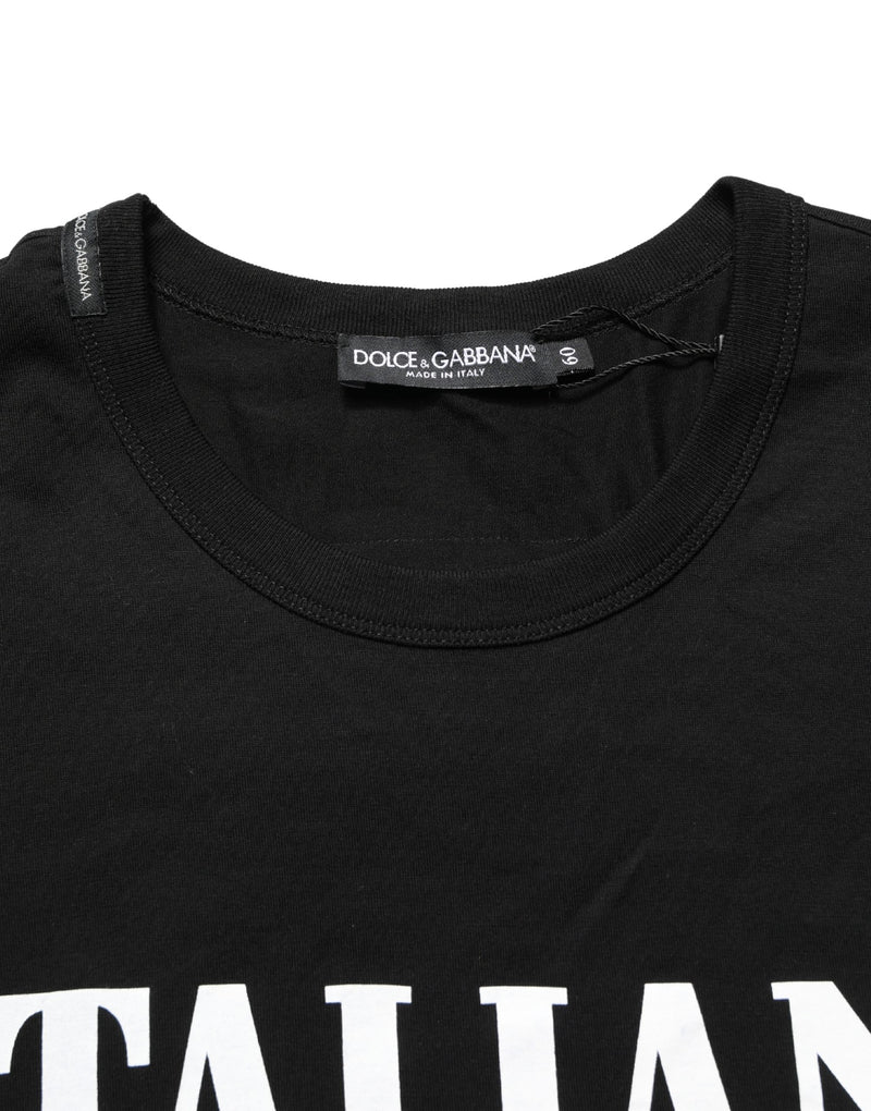 Camiseta negra de algodón con estampado de camuflaje y cuello redondo de Dolce & Gabbana