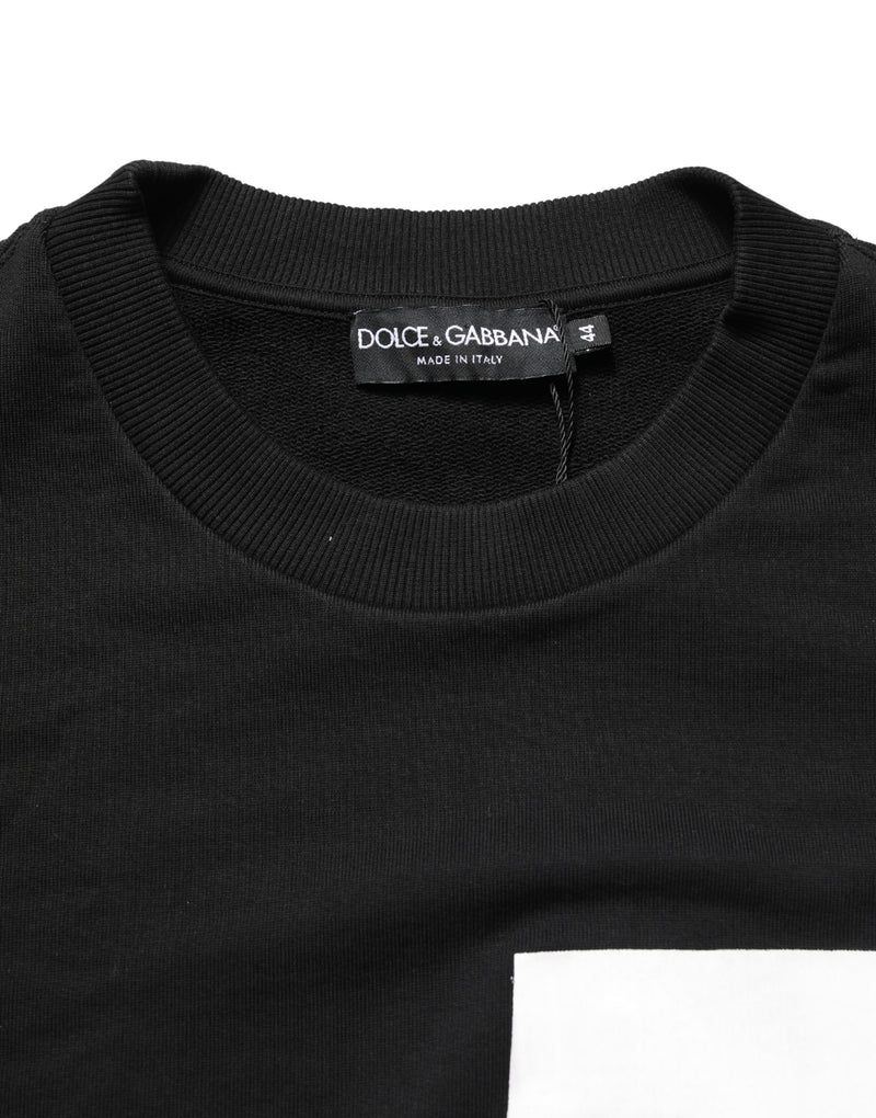 Sudadera negra de algodón con logotipo Milano de Dolce & Gabbana