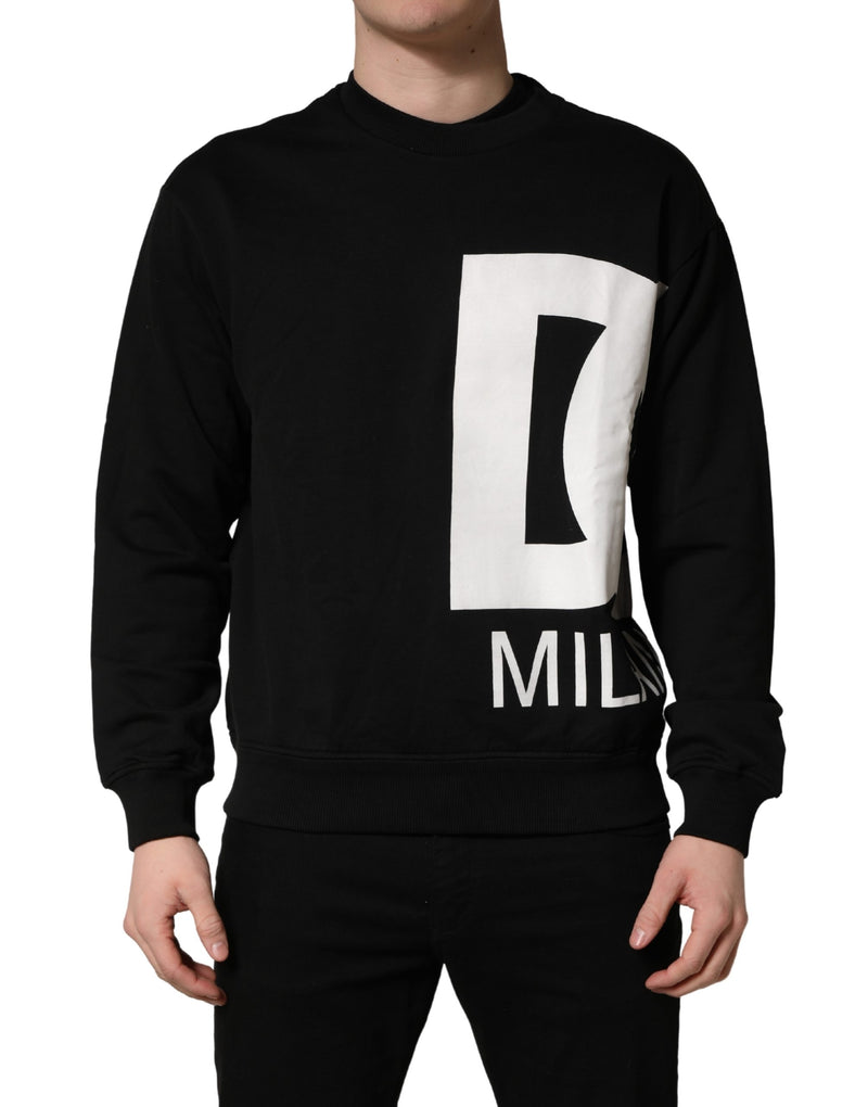 Sudadera negra de algodón con logotipo Milano de Dolce & Gabbana