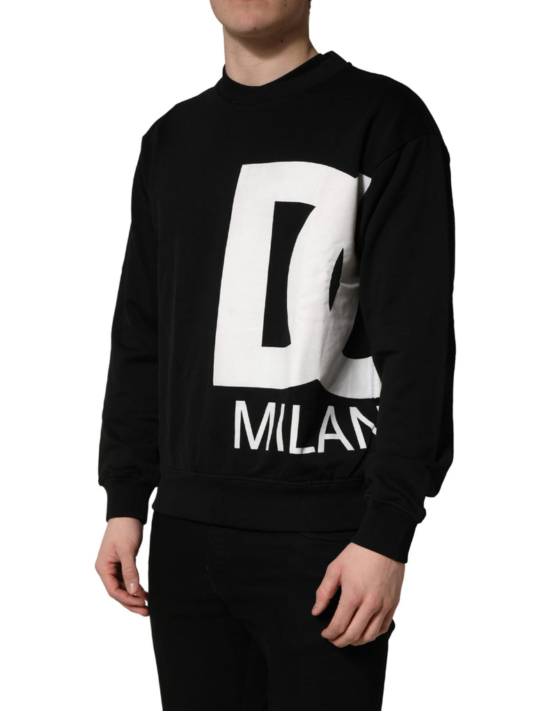 Sudadera negra de algodón con logotipo Milano de Dolce & Gabbana