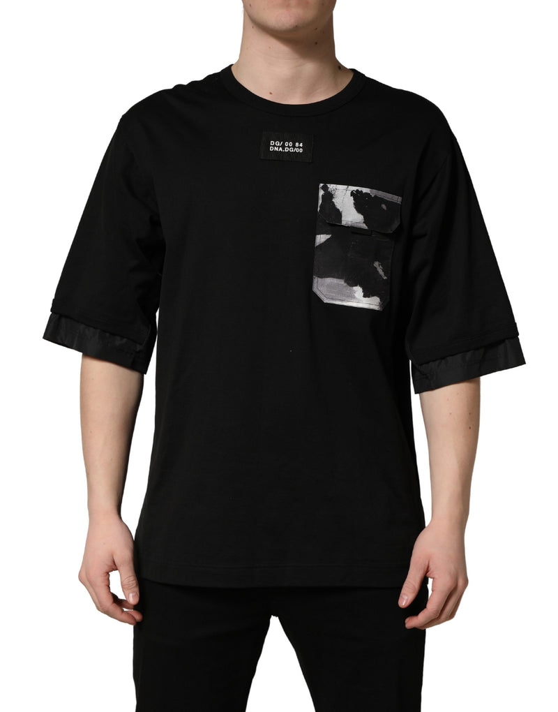 T-shirt oversize noir à poche camouflage Dolce & Gabbana