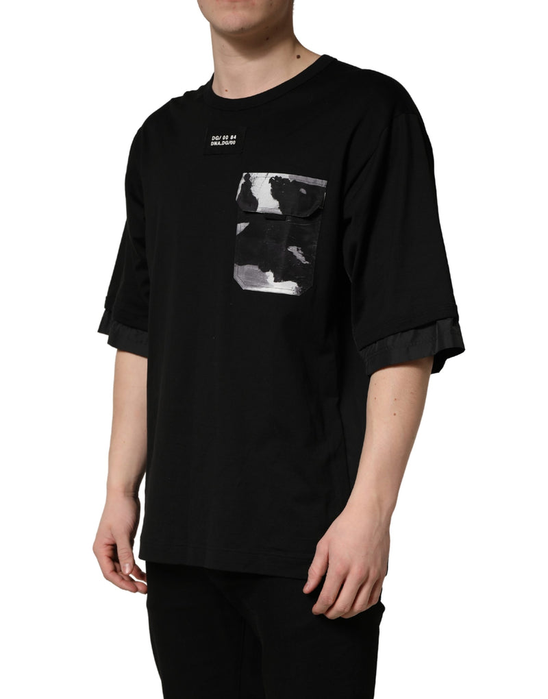 T-shirt oversize noir à poche camouflage Dolce & Gabbana