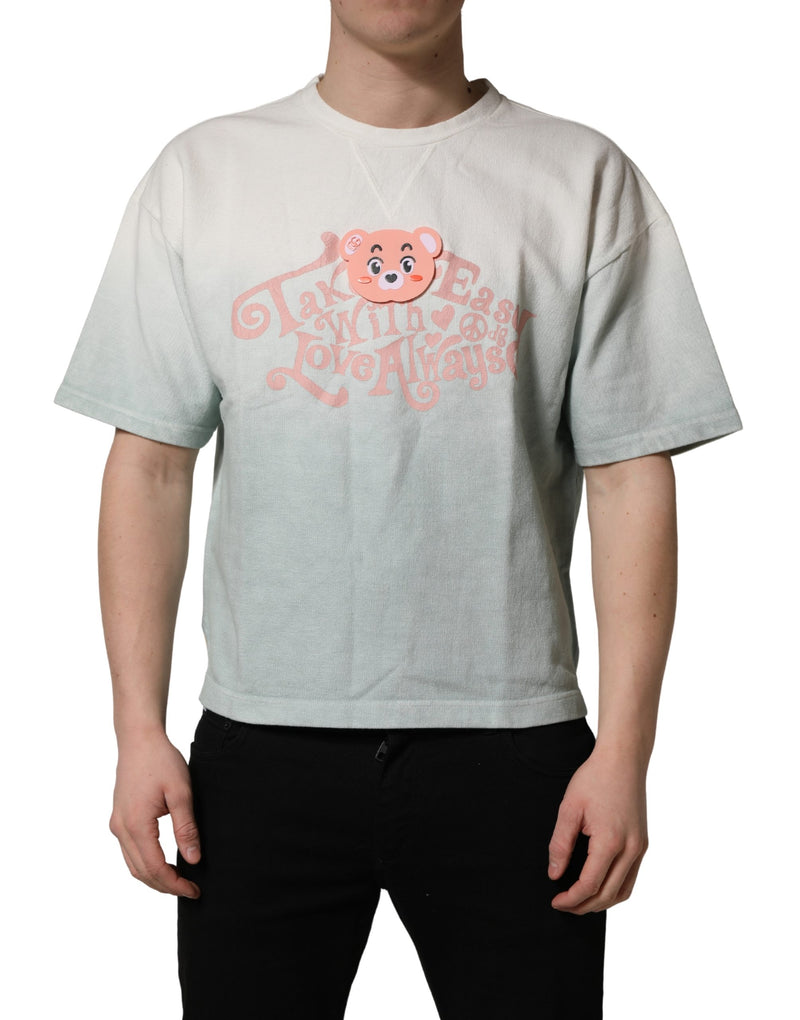 Camiseta de algodão verde com estampa tie-dye gráfica e gola redonda Dolce & Gabbana