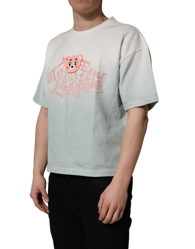 Camiseta de algodão verde com estampa tie-dye gráfica e gola redonda Dolce & Gabbana