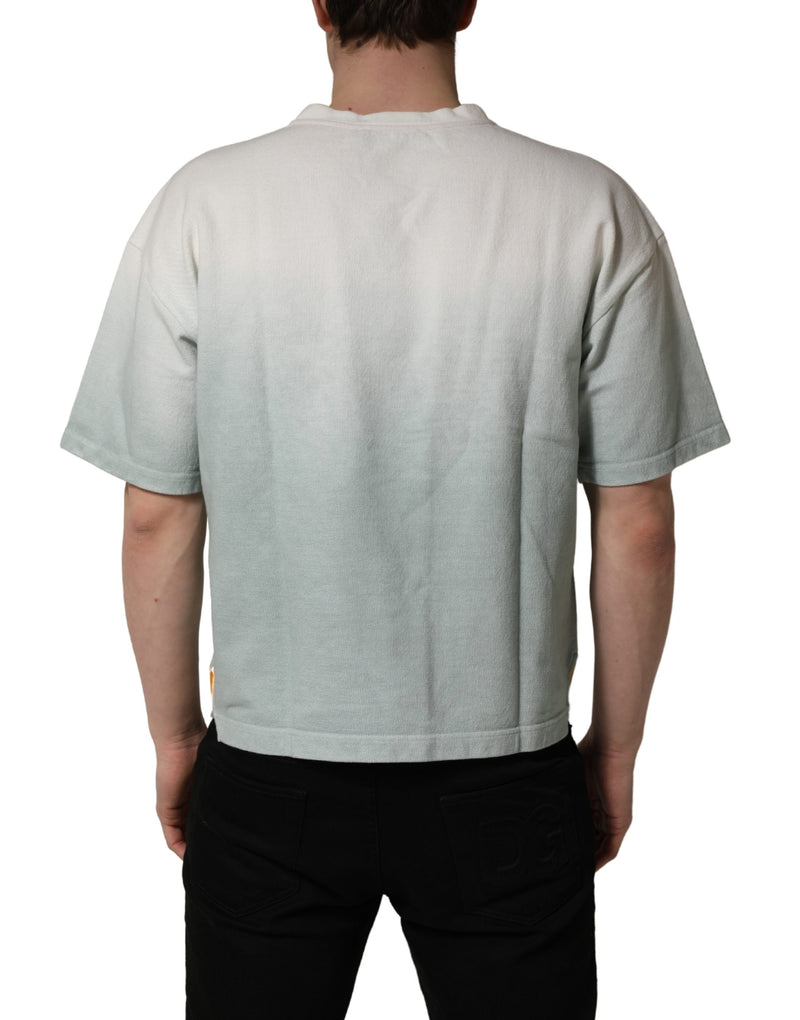 Camiseta de algodão verde com estampa tie-dye gráfica e gola redonda Dolce & Gabbana