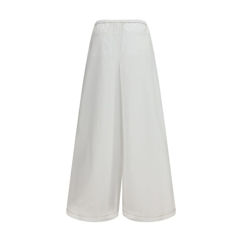 Marni White Cotton Casual Pants