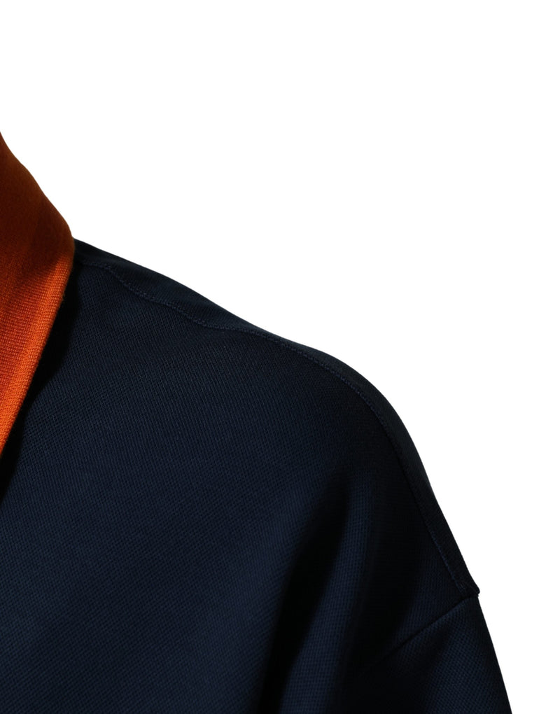 Polo masculina azul-marinho de algodão com logo e mangas curtas Dolce & Gabbana