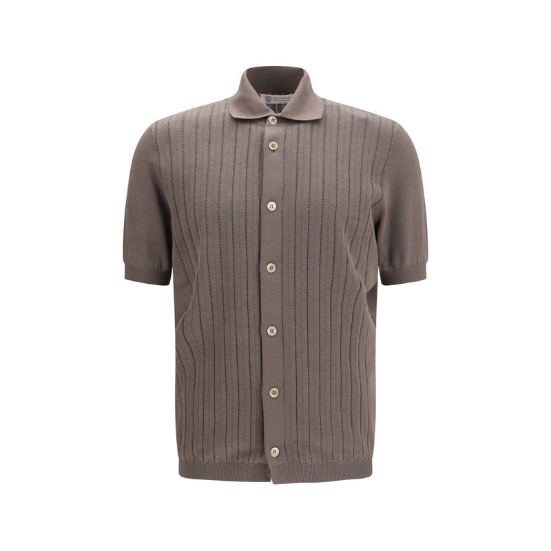 Brunello Cucinelli Brown Cotton Polo Shirt