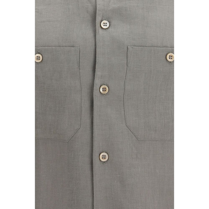 Brunello Cucinelli Bicolor Linen Dress Shirt