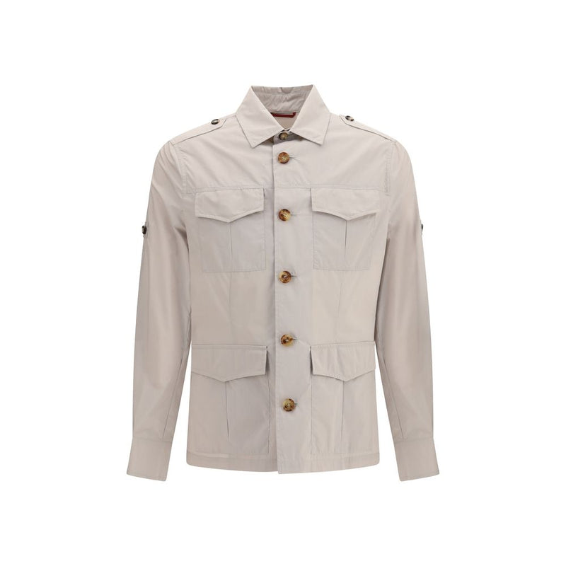 Brunello Cucinelli Beige Cotton Full-Length Jacket