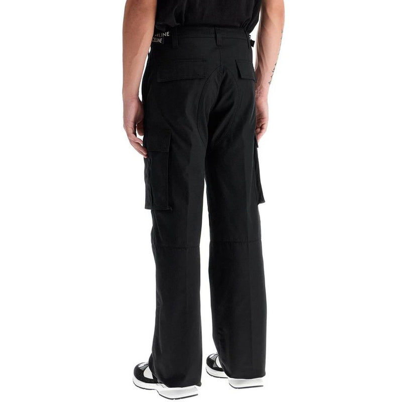 Celine Black Cargo Pants for Men – Loose-Fit Cotton Blend With Logo Detail | Black