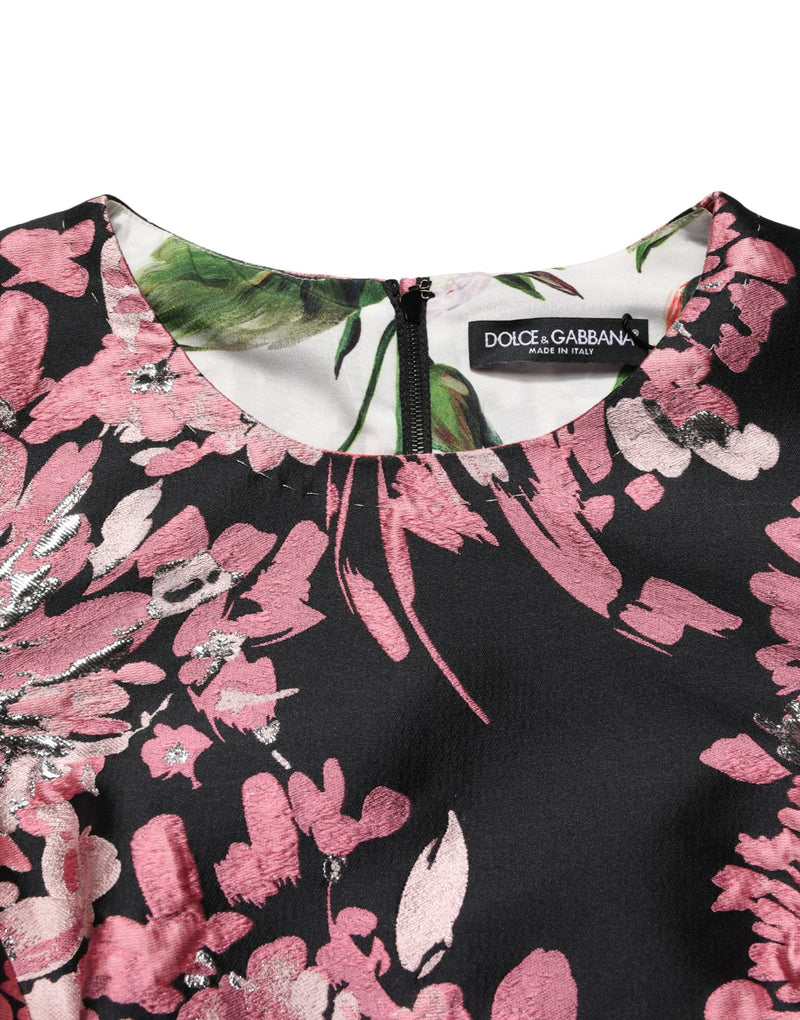 Vestido curto evasê Dolce & Gabbana multicolorido em brocado floral
