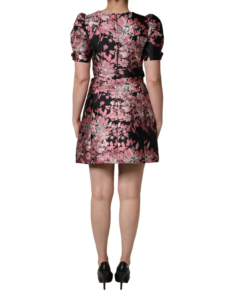 Vestido curto evasê Dolce & Gabbana multicolorido em brocado floral