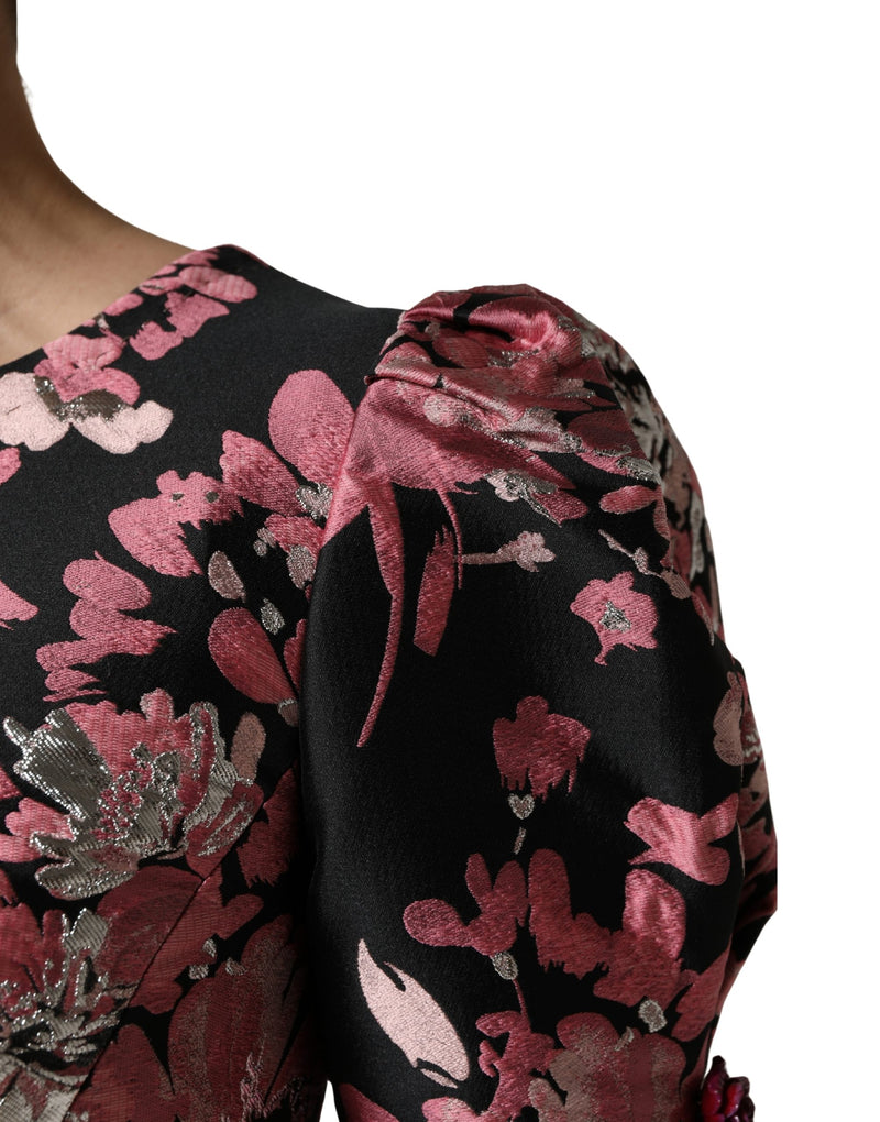 Vestido curto evasê Dolce & Gabbana multicolorido em brocado floral