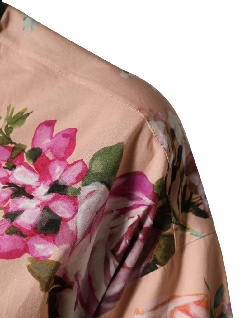 Dolce & Gabbana Camicia rosa in cotone con stampa floreale e bottoni sul davanti