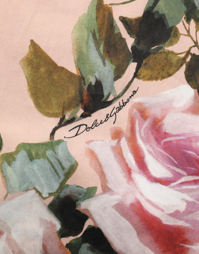 Dolce & Gabbana Camicia rosa in cotone con stampa floreale e bottoni sul davanti