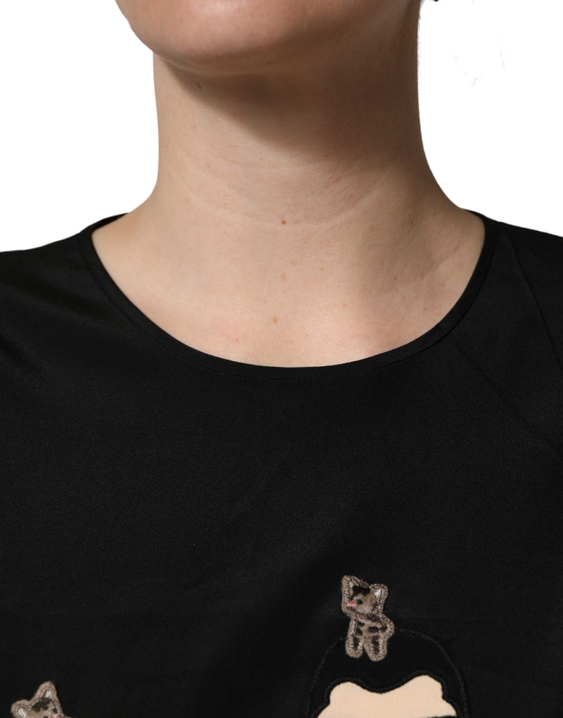 Dolce & Gabbana Camicetta nera in seta con stampa #dgfamily