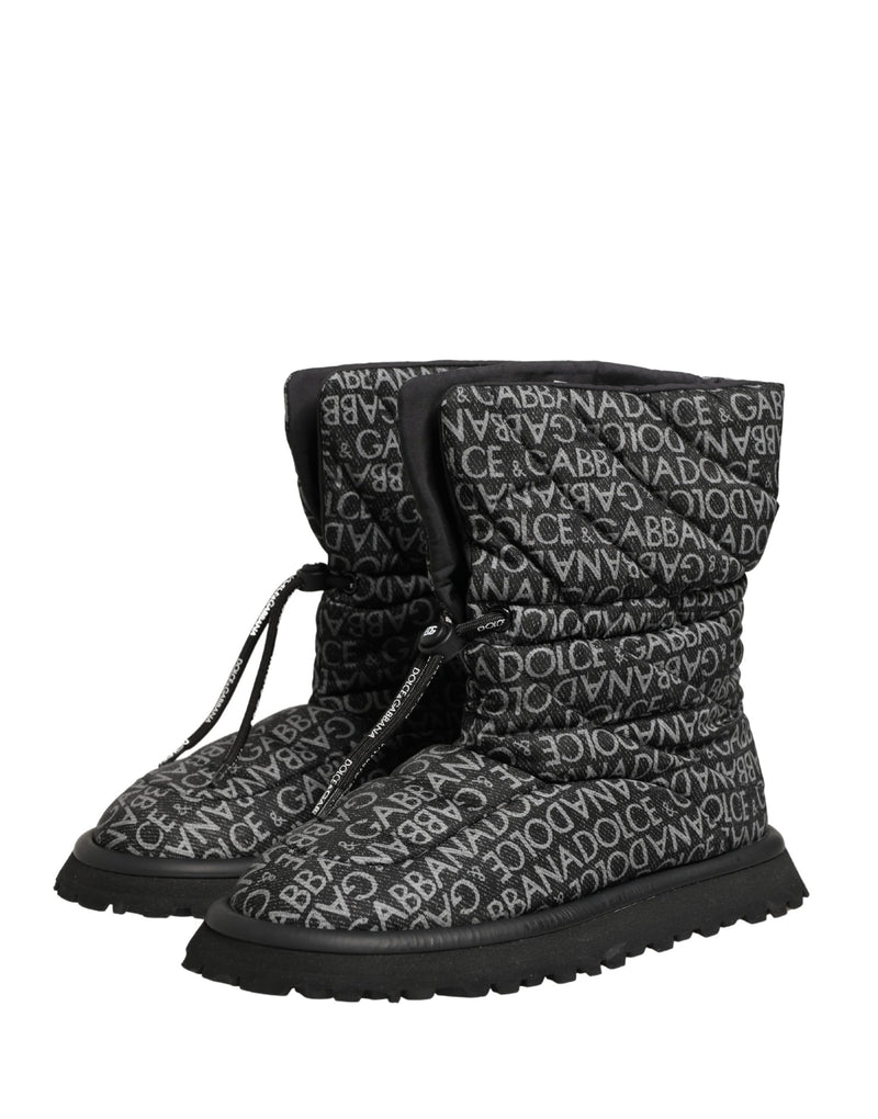 Bottes de neige noires à lacets avec logo imprimé Dolce & Gabbana