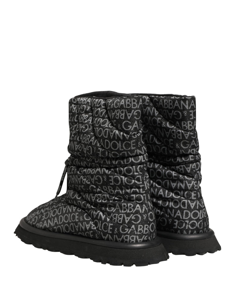 Bottes de neige noires à lacets avec logo imprimé Dolce & Gabbana