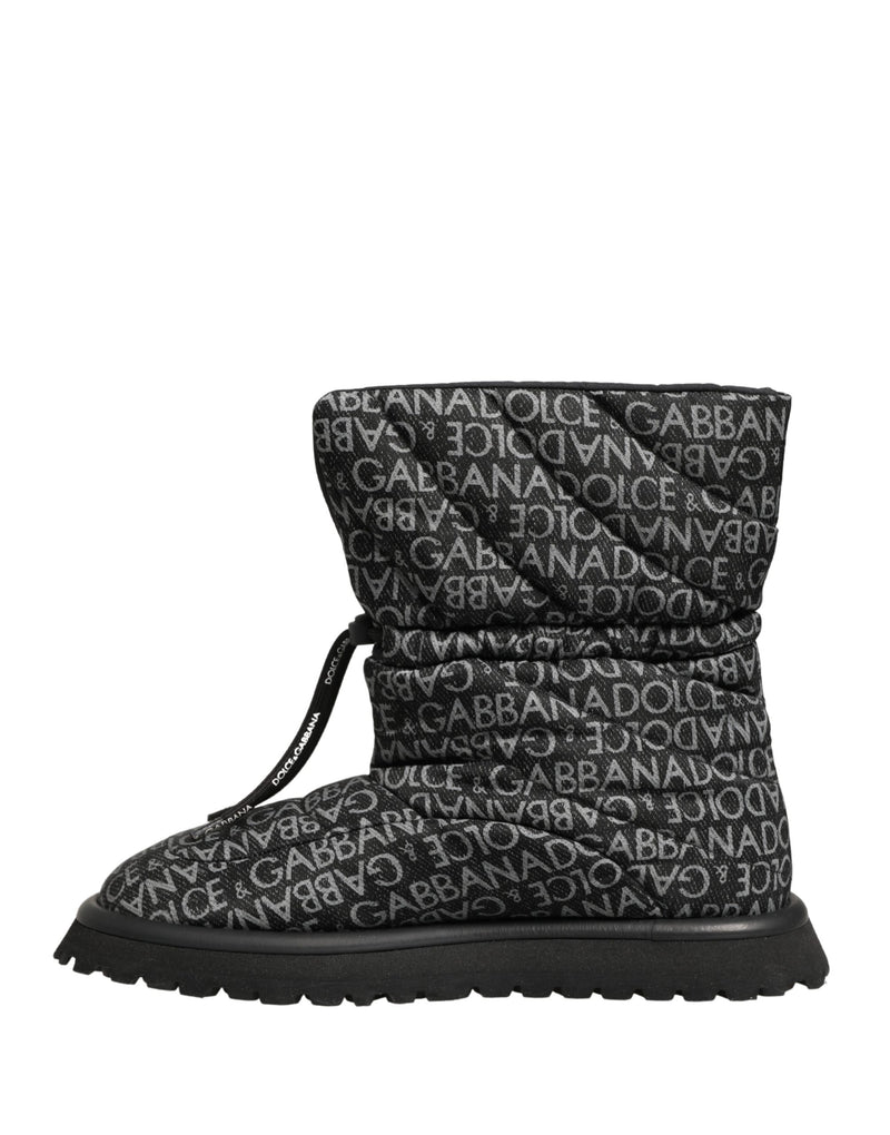 Bottes de neige noires à lacets avec logo imprimé Dolce & Gabbana