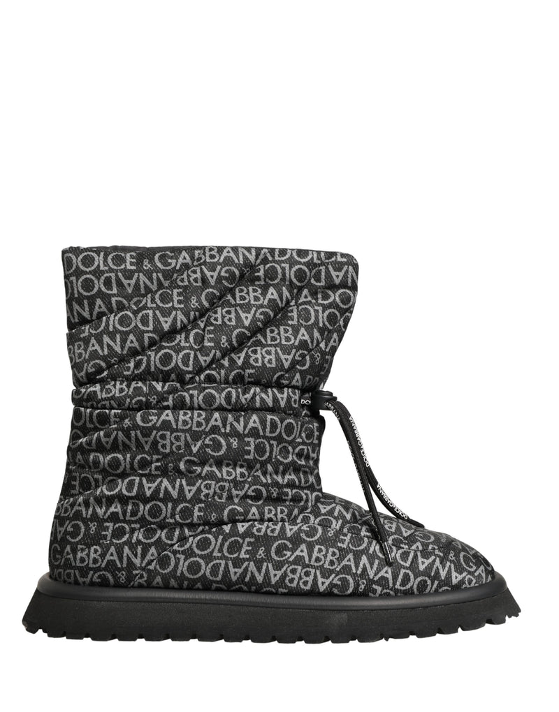 Bottes de neige noires à lacets avec logo imprimé Dolce & Gabbana