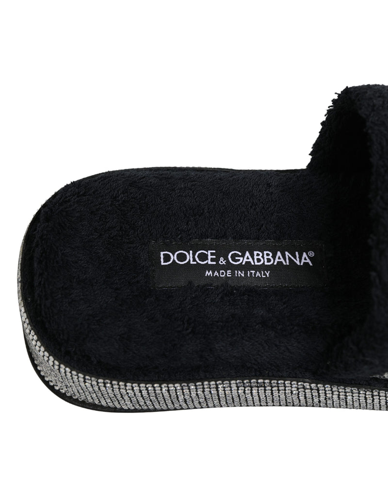 Mules à plateforme noires ornées de cristaux Dolce & Gabbana