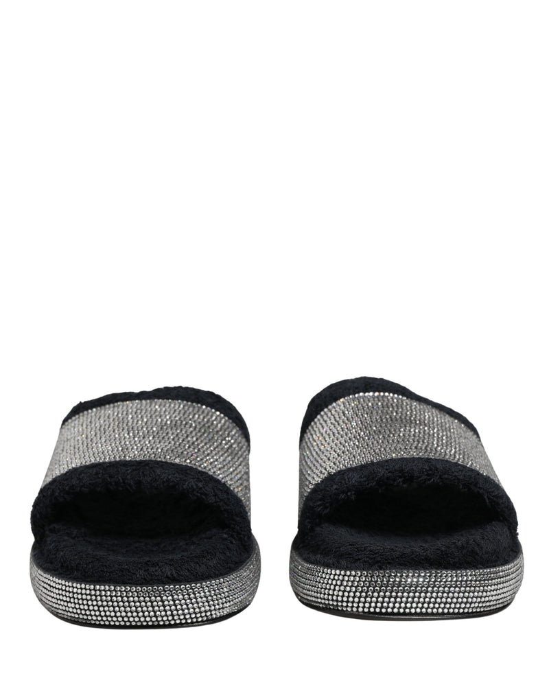 Mules à plateforme noires ornées de cristaux Dolce & Gabbana