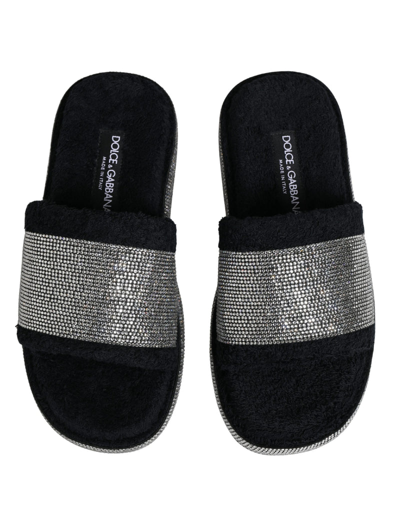 Mules à plateforme noires ornées de cristaux Dolce & Gabbana