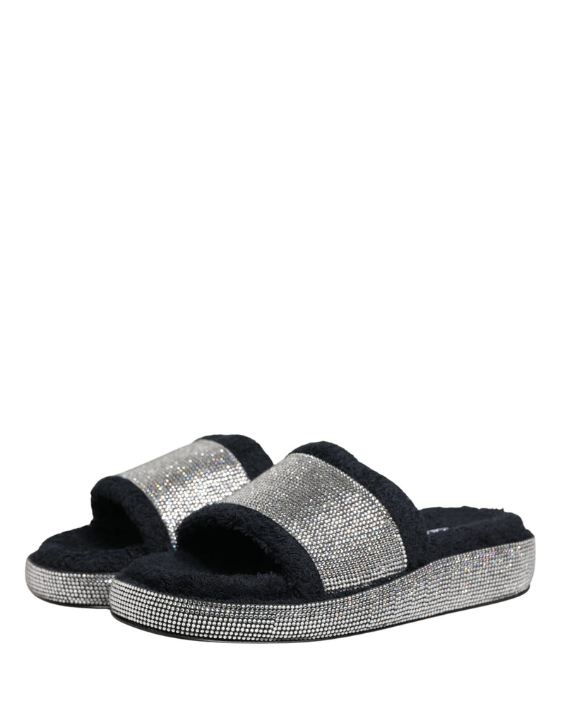 Mules à plateforme noires ornées de cristaux Dolce & Gabbana