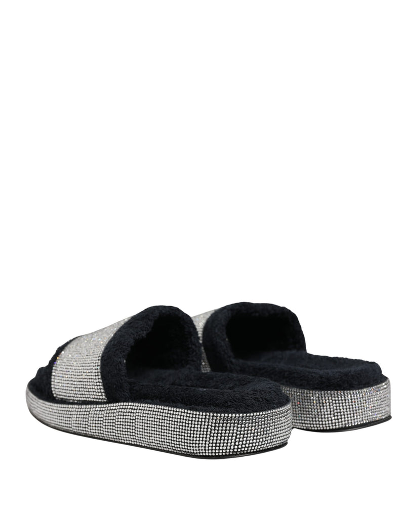 Mules à plateforme noires ornées de cristaux Dolce & Gabbana