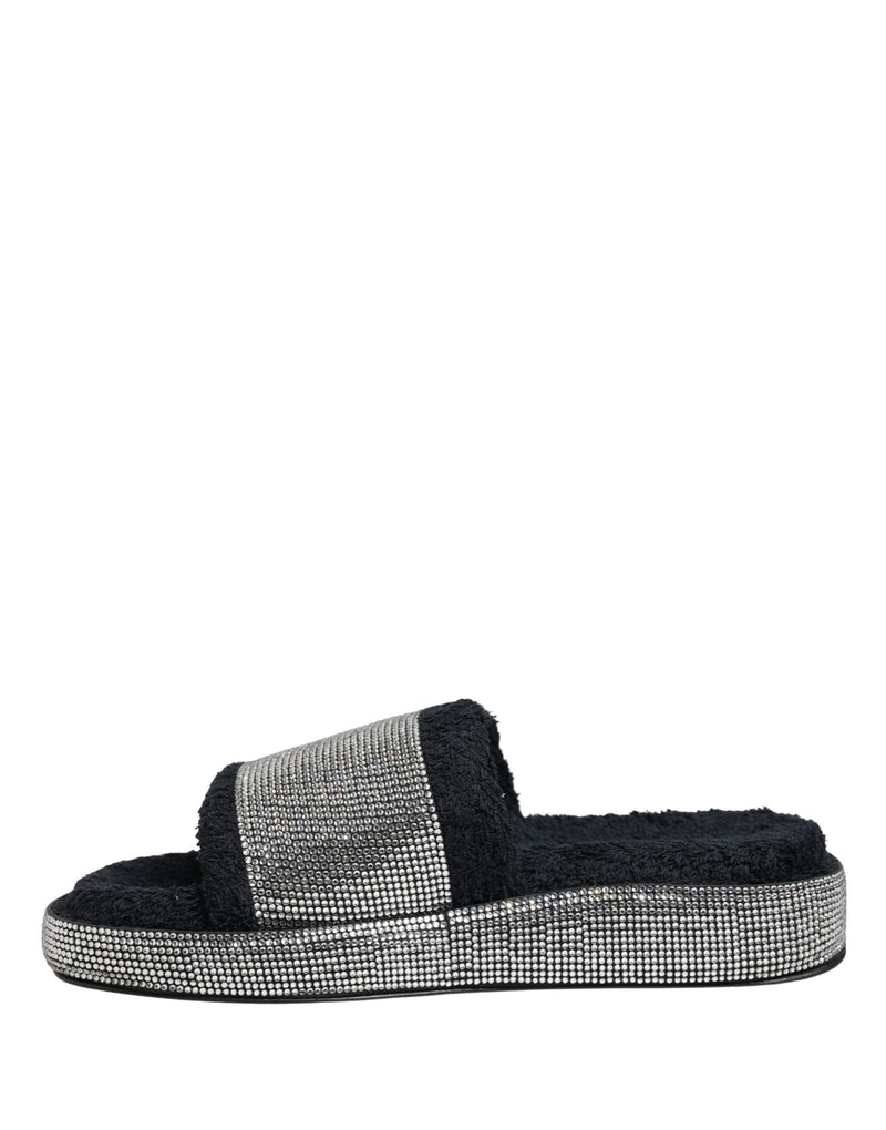Mules à plateforme noires ornées de cristaux Dolce & Gabbana