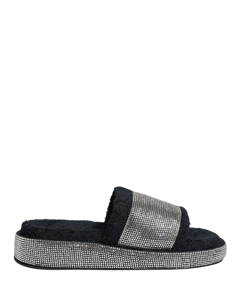 Mules à plateforme noires ornées de cristaux Dolce & Gabbana