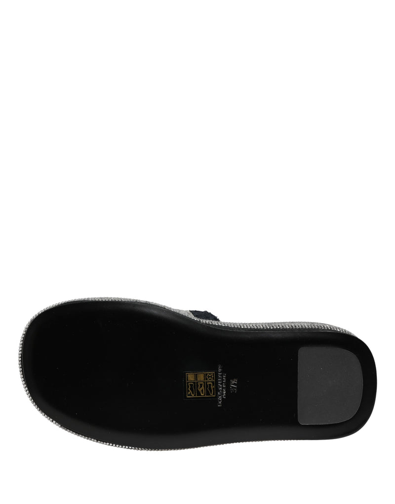 Mules à plateforme noires ornées de cristaux Dolce & Gabbana
