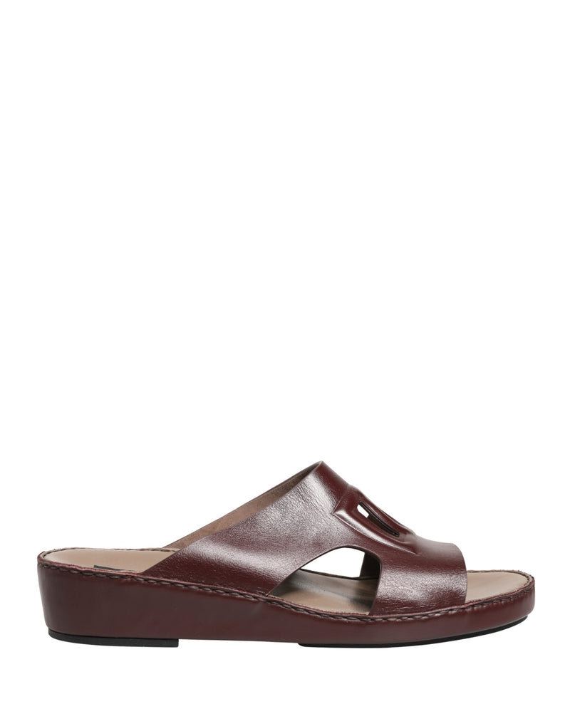 Dolce & Gabbana Maroon Leather Cutout DG Logo Sandals Shoes
