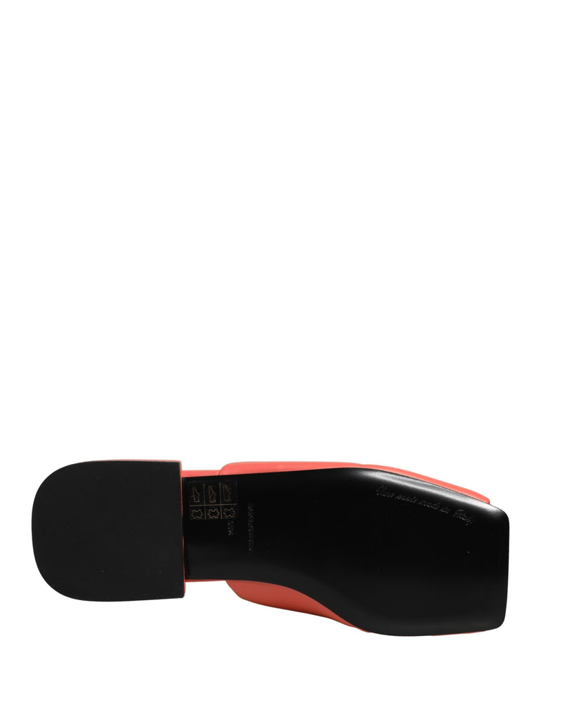 Dolce & Gabbana Sandales plates en cuir orange à logo DG