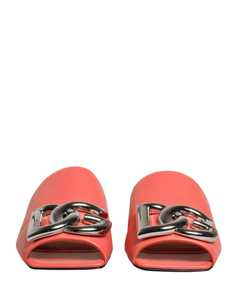 Dolce & Gabbana Sandales plates en cuir orange à logo DG