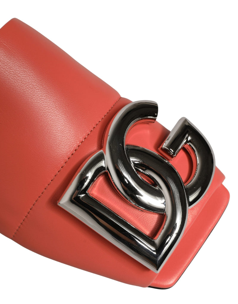 Dolce & Gabbana Sandales plates en cuir orange à logo DG