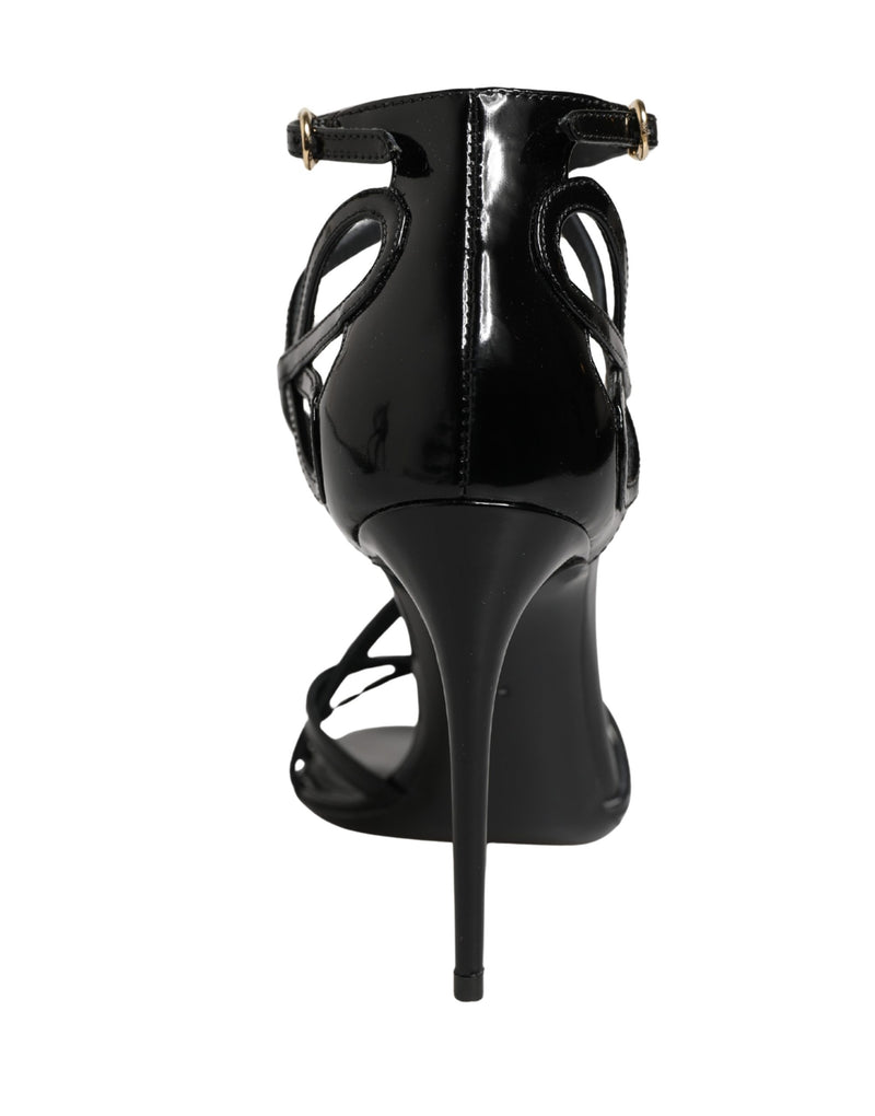 Dolce & Gabbana Sandali neri in pelle con tacco a stiletto