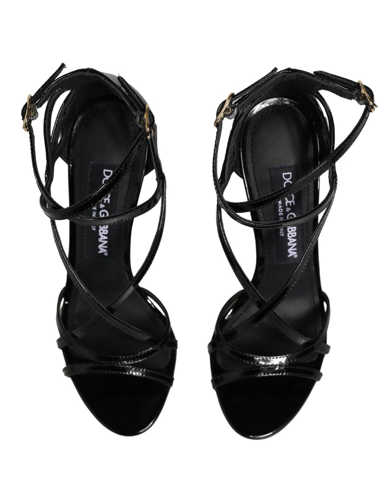 Dolce & Gabbana Sandali neri in pelle con tacco a stiletto