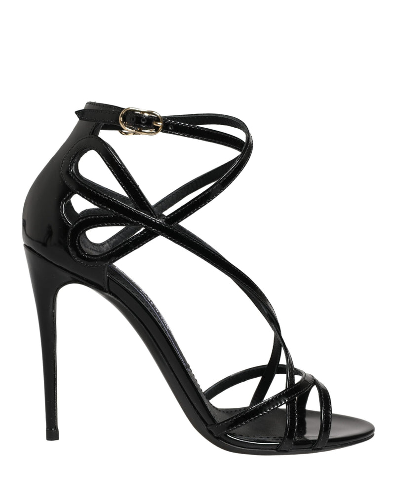 Dolce & Gabbana Sandali neri in pelle con tacco a stiletto